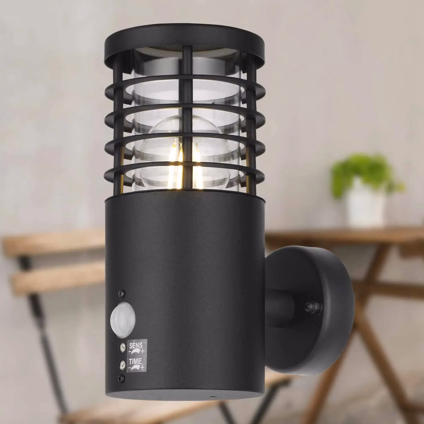 First Choice Lighting Bloom Black IP44 Outdoor Motion Sensor Wall Light – 4