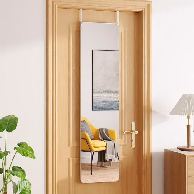 Livingandhome Full Length Door Hanging Mirror in White