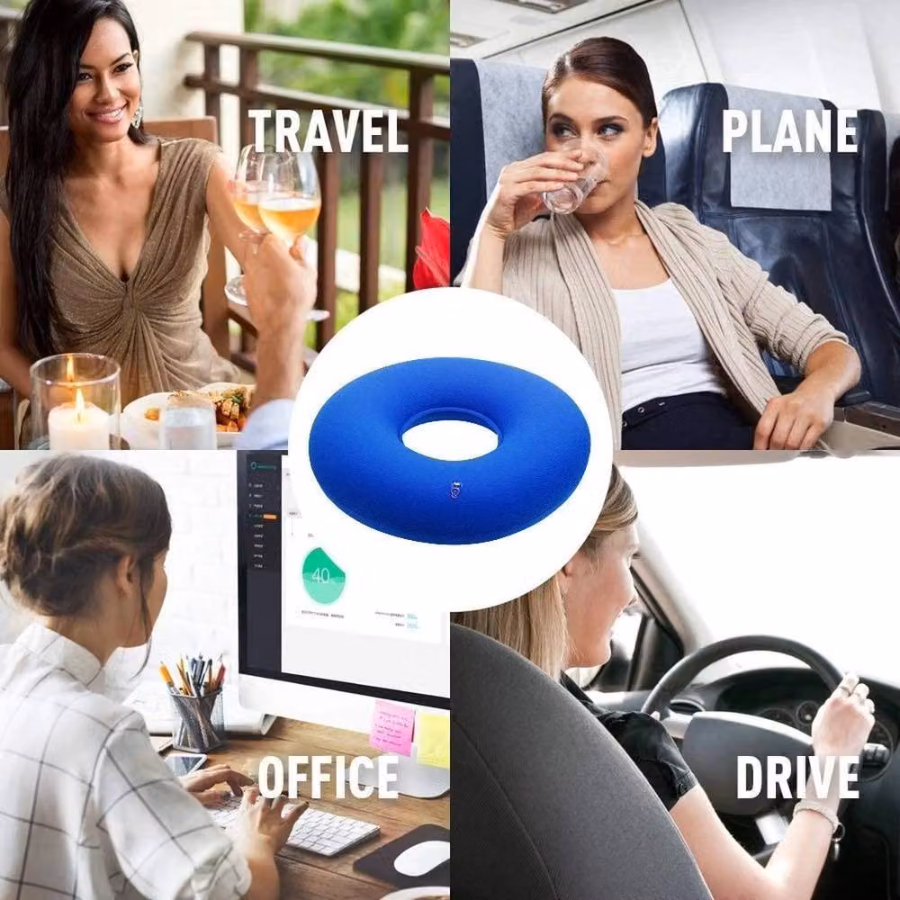 NESTLUNE Inflatable Blue Vinyl Donut Cushion Pillow Seat, W: 100 cm, L: 190 cm – 6