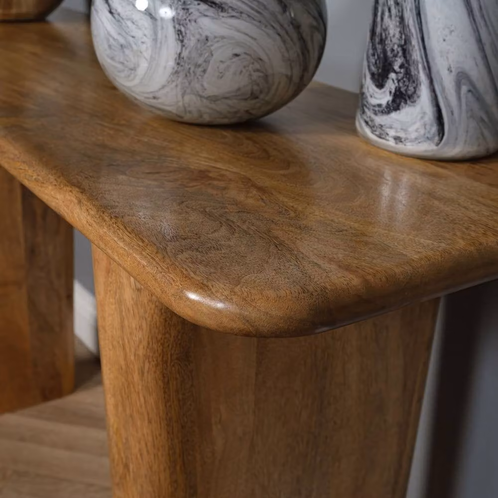 Elm Home And Garden Solid Mango Wood Hall Console Table in Light Oak Finish, W/D/H: 135 x 40 x 76 cm – 3