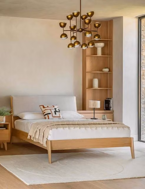 Gallery Direct Nord Scandinavian Oak Bed in Brown, 180 x 200 cm