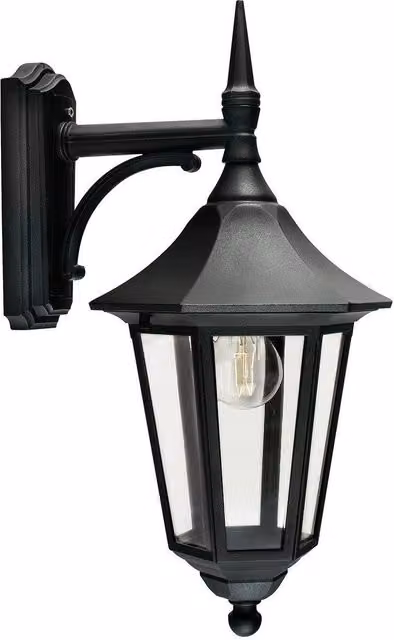 Netlighting Valencia Black Outdoor Wall Lantern Light with IP54 Rating and E27 Socket