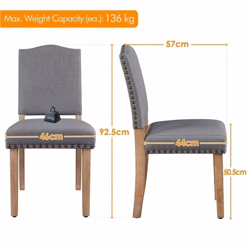 KORVIXA Modern Upholstered Fabric Kitchen and Dining Chairs in Grey and Bronze – 2