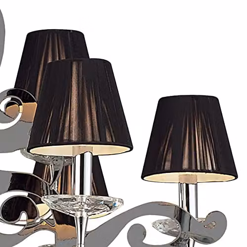 Netlighting Inspired Mantra Acanto Round 9 Light Pendant, Polished Chrome with Black and Grey Fabric Shades, E14 – 7