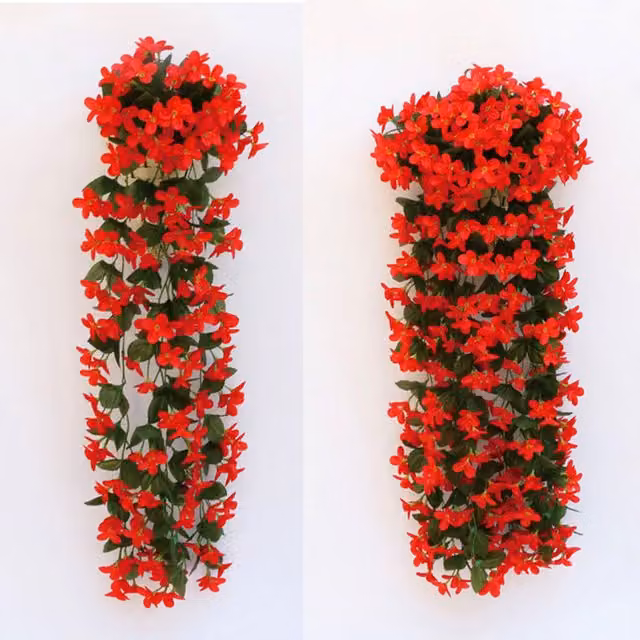 Kidkid Red Decorative Artificial Hanging Violet Floral Arrangement