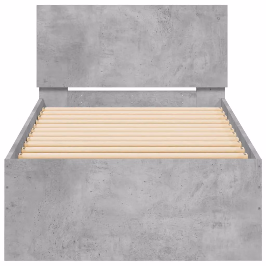 Berkfield Home Small Single Bed Frame with Headboard and Lift Up Base, Concrete Grey, W: 75 cm x L: 190 cm – 2