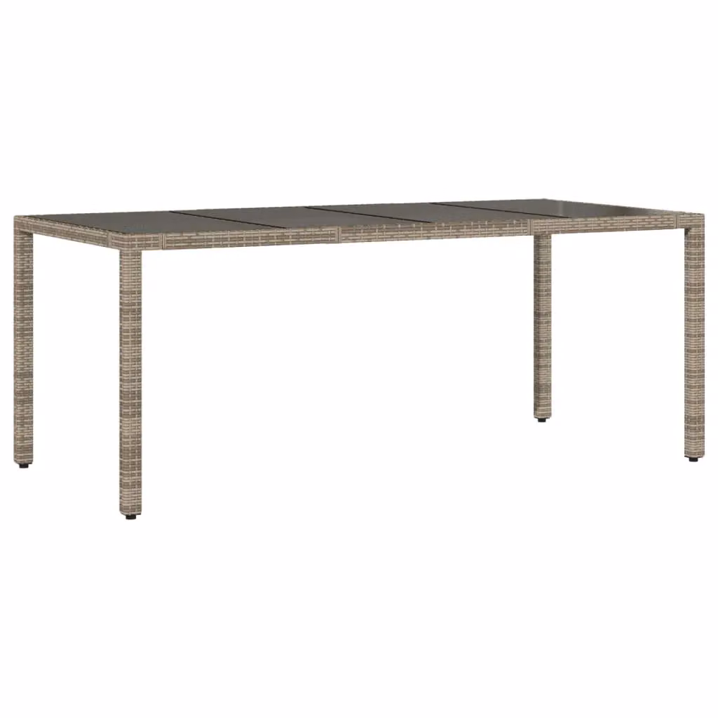Berkfield Home Grey Poly Rattan Garden Table with Glass Top, W/D/H: 190 x 90 x 75 cm – 2