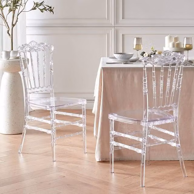 Wyld Haus Set of 2 Transparent Vintage-Inspired Polycarbonate Dining Chairs in Clear
