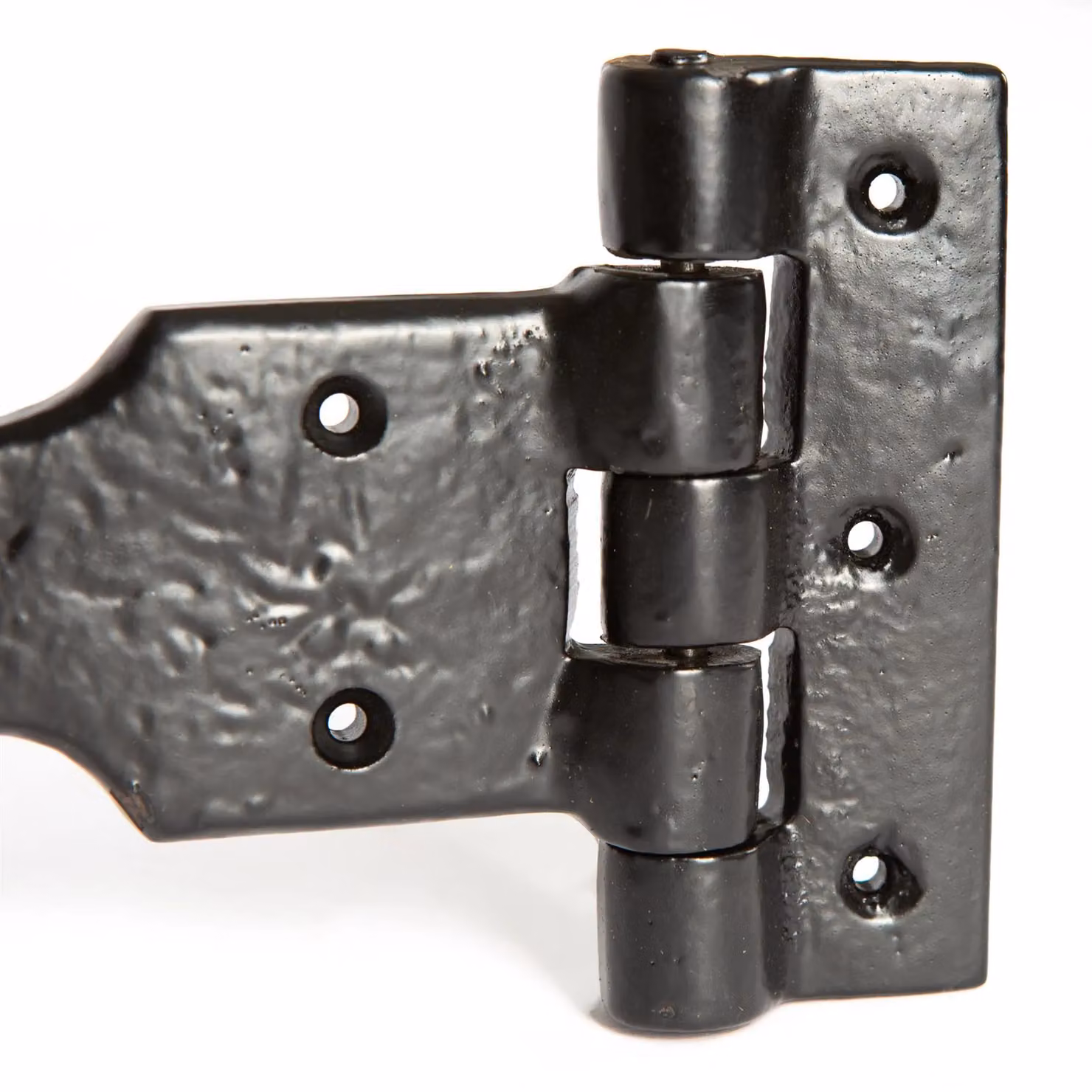 Hammer and Tongs Fleur De Lis T-Hinge in Matt Black Iron, Width: 31 cm – 2