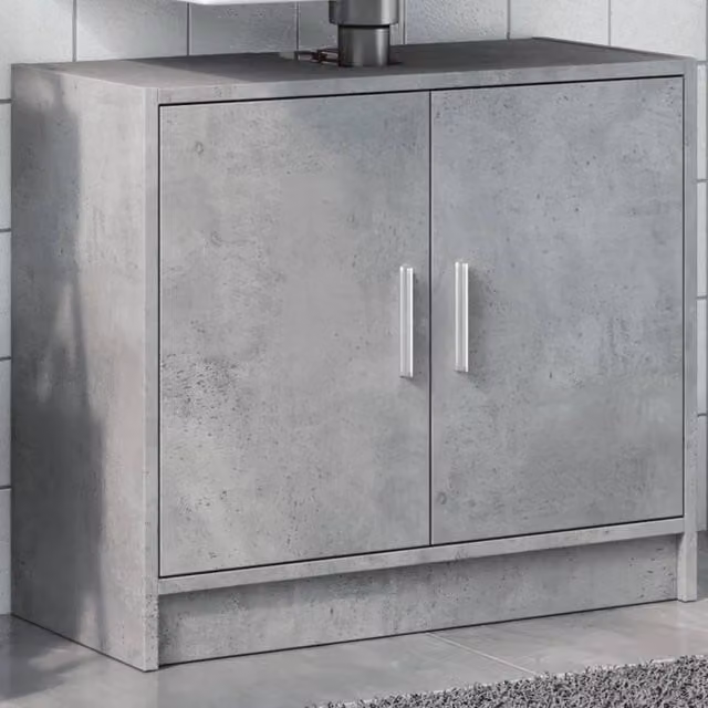 Berkfield Home Wall Mounted Bathroom Sink Cabinet in Concrete Grey, W/D/H: 63 x 29 x 55 cm – 1