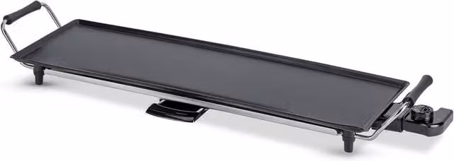 Geepas Electric Teppanyaki Table Top Grill and Non-Stick Griddle in Black with Adjustable Thermostat
