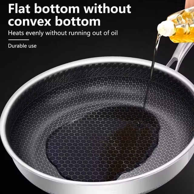 EONLION 30cm Stainless Steel Non-Stick Frying Pan in Silver