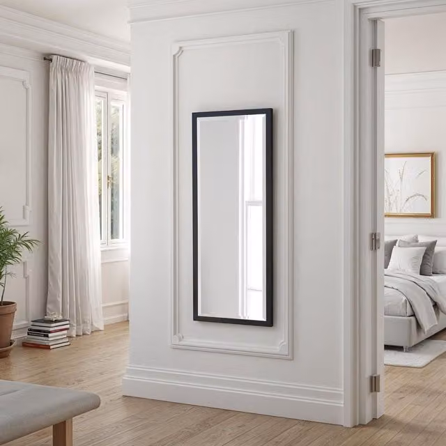 Yearn Eternity Full Length Bevelled Mirror in Black, H 156.5 x W 65 cm