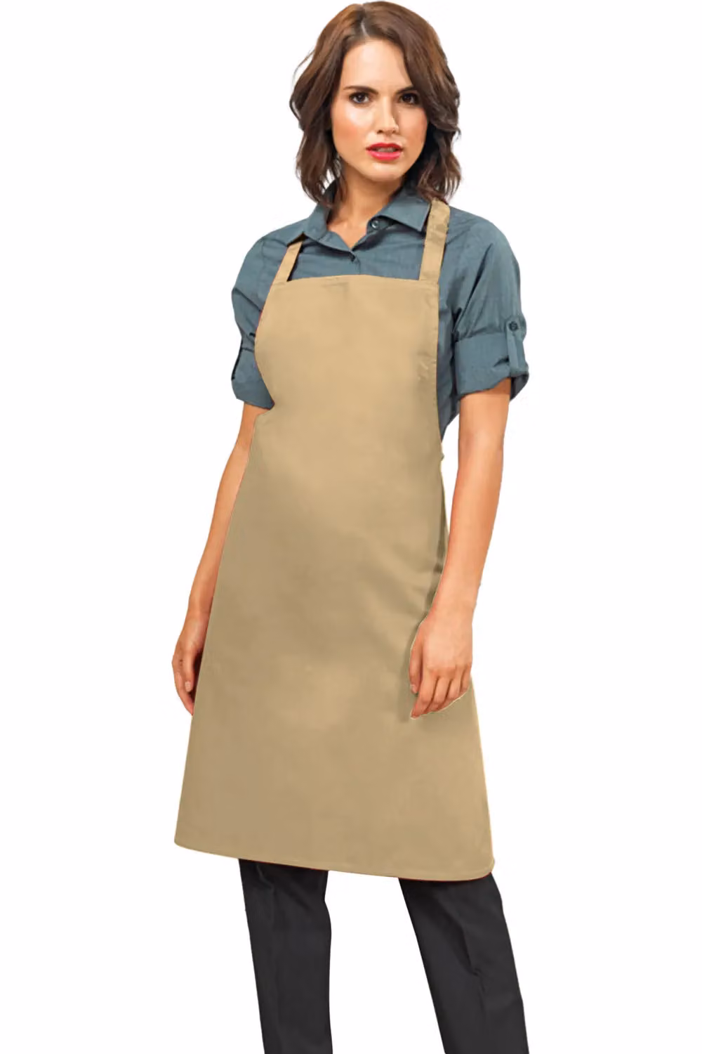 Premier Slim Cotton Workwear Apron without Pocket in Beige – 2