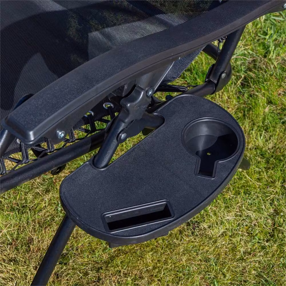 SPETLEK Set of 2 Black Multi Position Gravity Relaxer Garden Chairs with Sun Canopy and Adjustable Headrests – 3