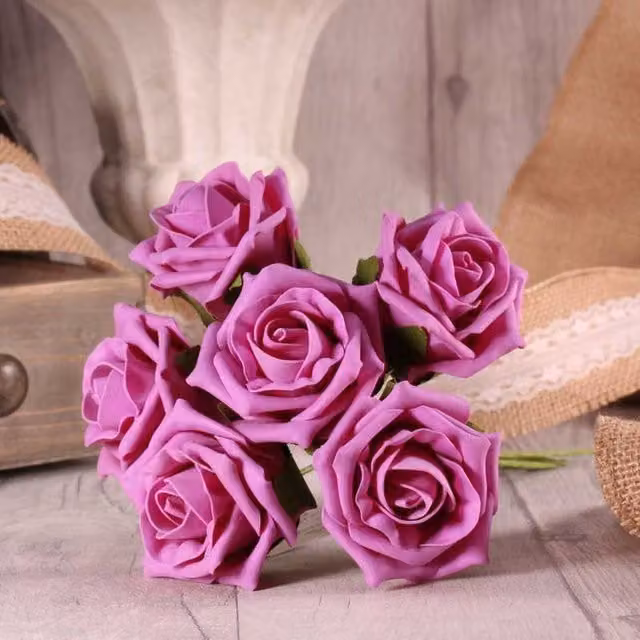 Kingsbury Gifts Bunch of 6 Small Pink Foam Tea Roses