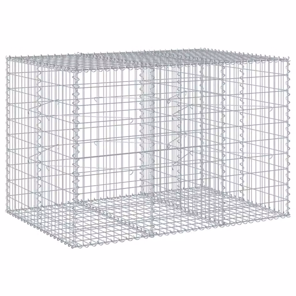 Berkfield Home Silver Galvanised Steel Gabion Basket with Cover, W: 150 cm, D: 100 cm, H: 100 cm – 2