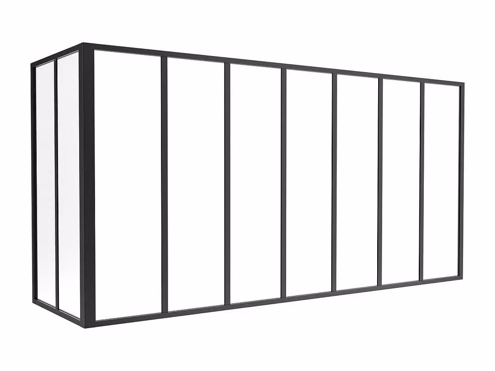 Vente-unique Corner Studio Glass Panelling in Powder-Coated Aluminium, Black, W: 60 cm, L: 210 cm – 2