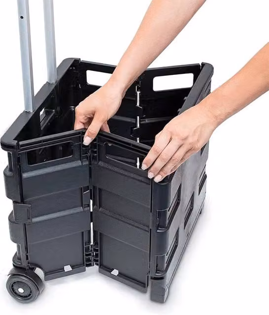 FLAVORA 45L Folding Boot Cart Shopping Trolley and Storage Box, Black, W/D/H: 100 x 15 x 15 cm