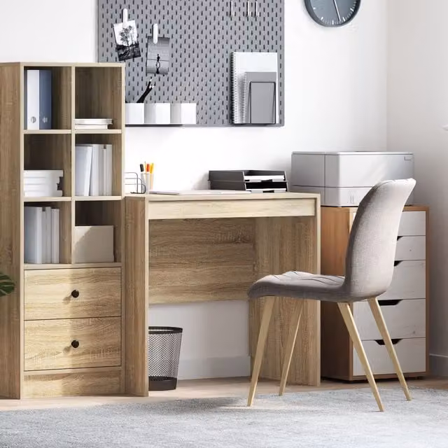 Berkfield Sonoma Oak Writing Desk in Brown, W/D/H: 80 x 50 x 76 cm