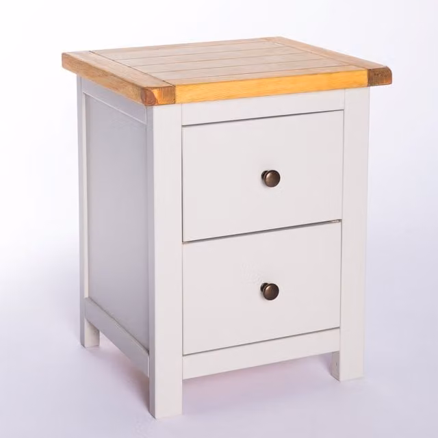 Cabinet Bits Argenta 2 Drawer Bedside Cabinet in Grey with Gold Knobs