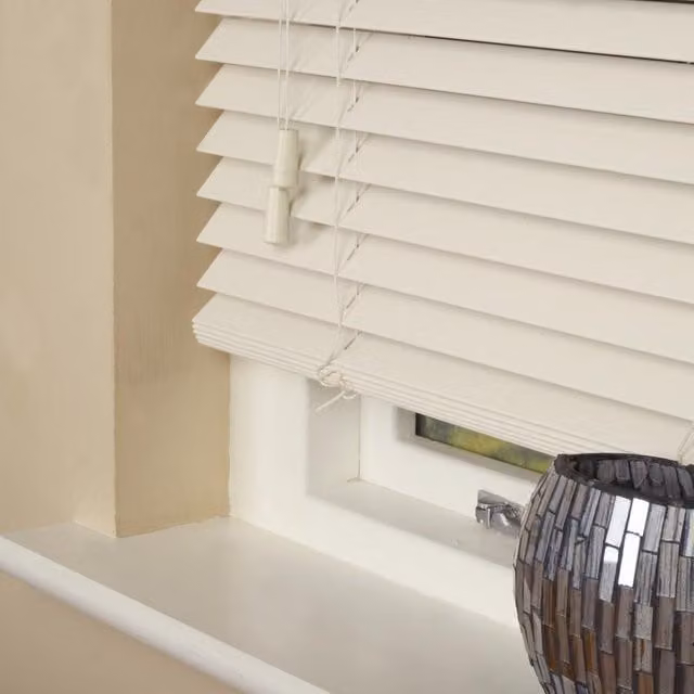 Terrys Made To Measure 35mm Wood Essence Wooden Venetian Blind in Mirage Parchment Beige/White