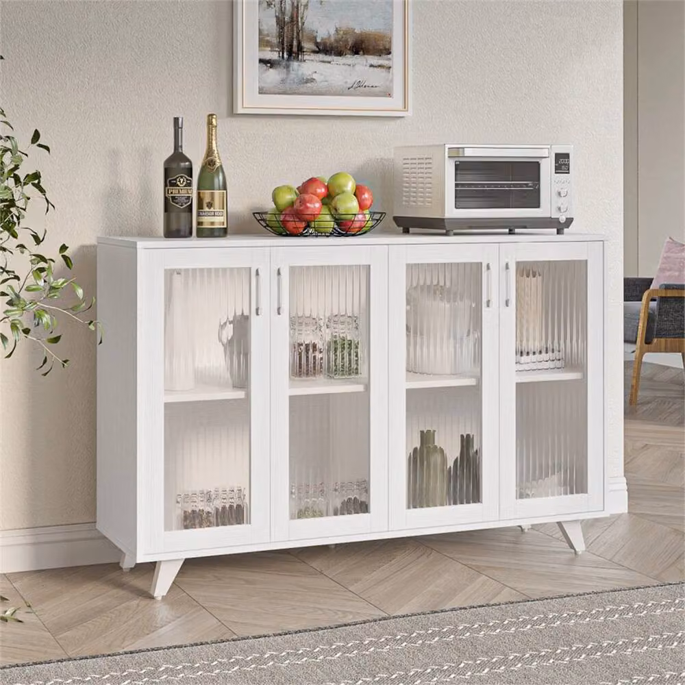 FORGEVIO White 4 Door Modern Sideboard Console Table – 2