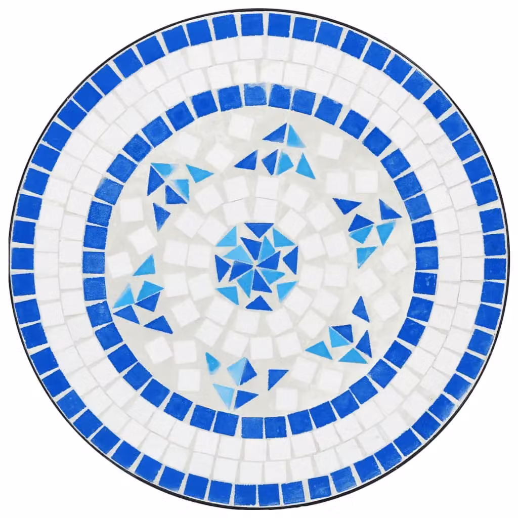 Berkfield Home Mosaic Bistro Table in Blue and White Ceramic and Metal, W/D/H: 70 x 50 x 50 cm – 3