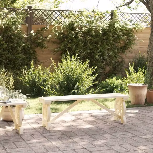 Berkfield Home Beautiful Garden Bench in Light Oak Solid Wood, W: 115 cm, D: 39.5 cm, H: 28 cm