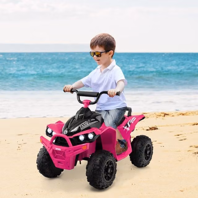 Costway Kids Electric Ride On ATV with Light and Sound Effects, Pink