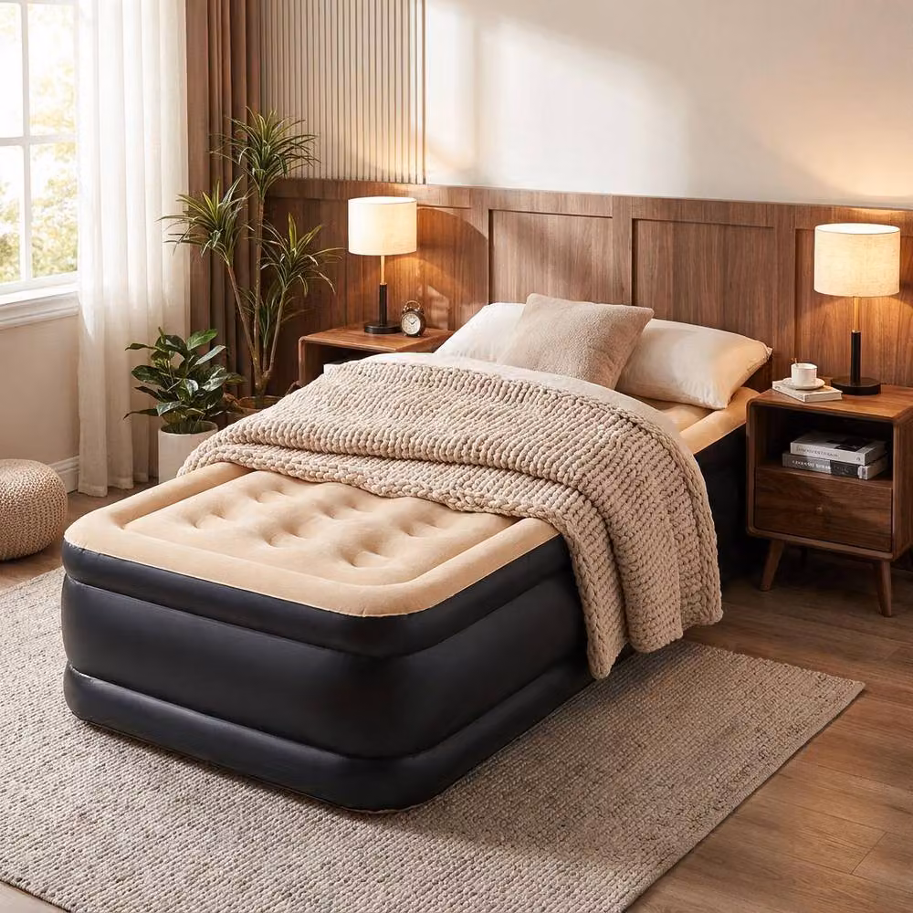 Crystals Single Inflatable Air Bed Mattress with Electric Pump, Beige, W: 90 cm, L: 200 cm – 8