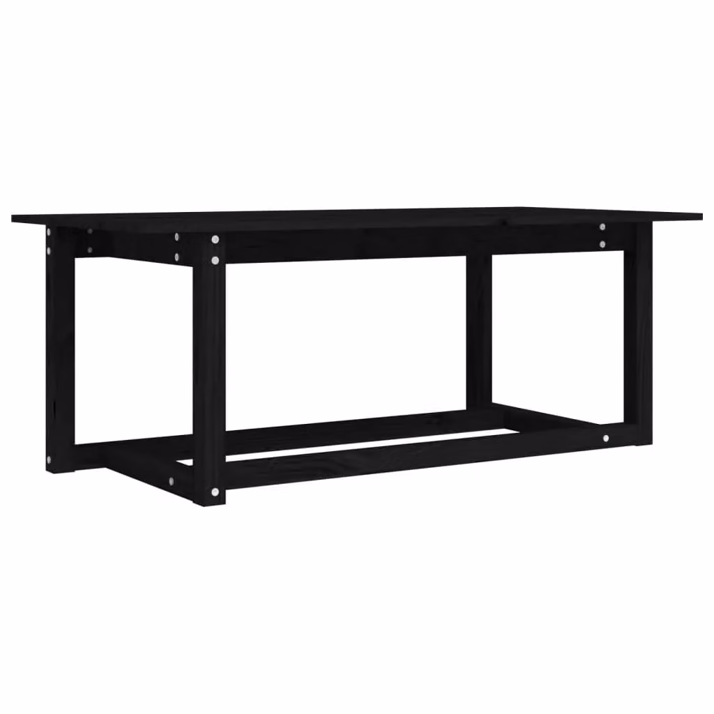 Berkfield Home Black Rustic Solid Pine Coffee Table, W: 110 cm, D: 55 cm, H: 45 cm – 2