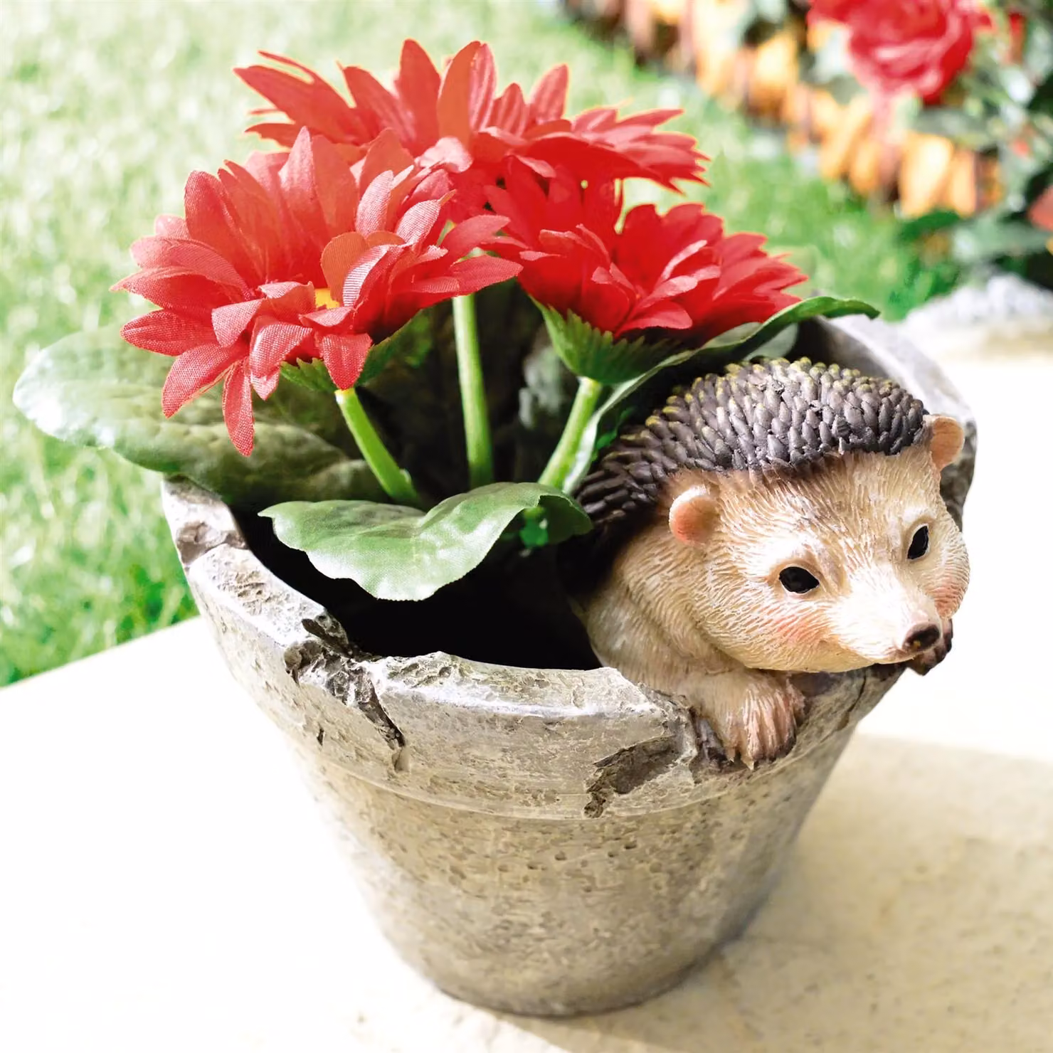 mysmartbuy Hedgehog Design Polyresin Garden Planter in Grey, H15 cm x W15.5 cm – 2