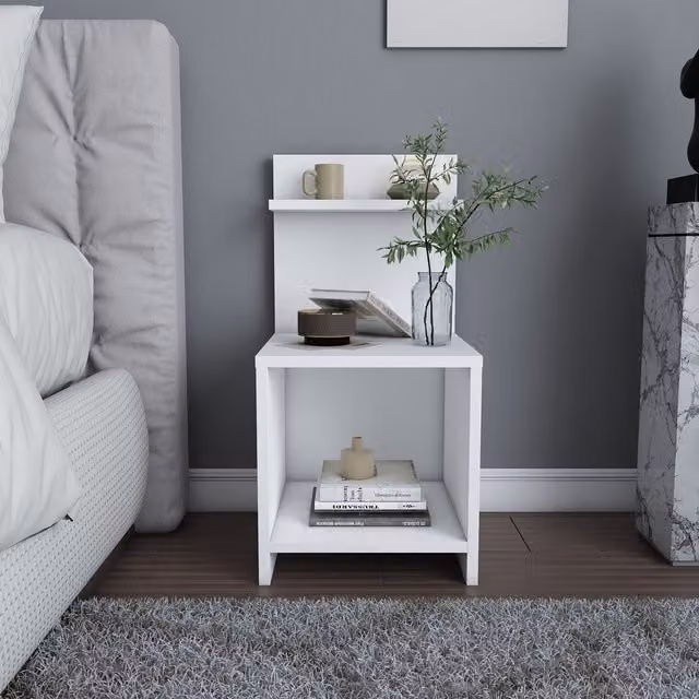 Ullman Modern White Composite Bedside Table