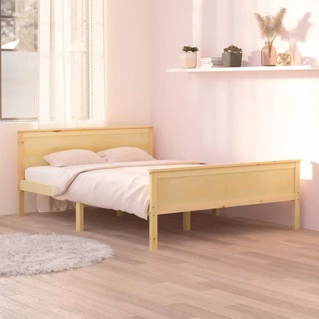 Berkfield Home Solid Wood Pine Bed Frame, Brown, W/D/H: 120 x 200 cm
