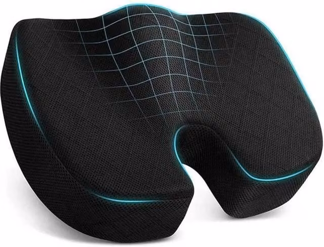 PAWNORA Orthopaedic Memory Foam Coccyx Seat and Back Cushion for Adults, Black