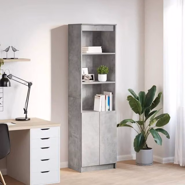 Berkfield Home Highboard in Concrete Grey, W/D/H: 50 x 35 x 180 cm – 1
