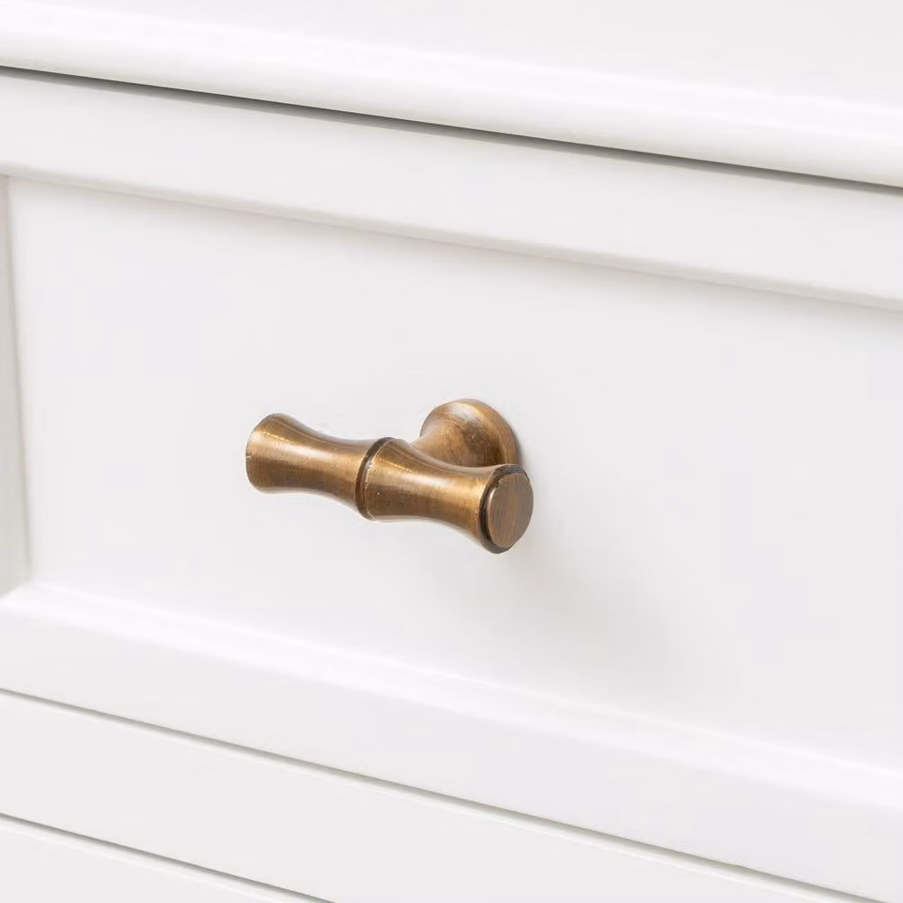 Melody Maison Set of 4 Matt Bronze Bamboo Style T-Shape Brass Drawer Knobs