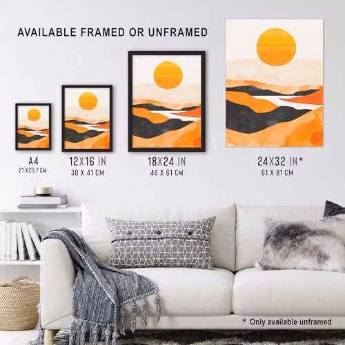 Artery8 Abstract Scottish Highland Landscape Boho Sunset Wall Art Poster Print, Multicolour, W: 46 cm, H: 61 cm – 3