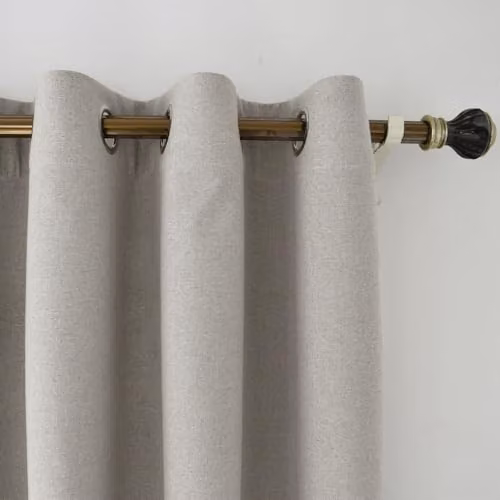 Happy Homewares Taupe Ash Grey Linen Blackout Eyelet Curtains, 2 Panels, W: 117 cm x H: 137 cm – 2
