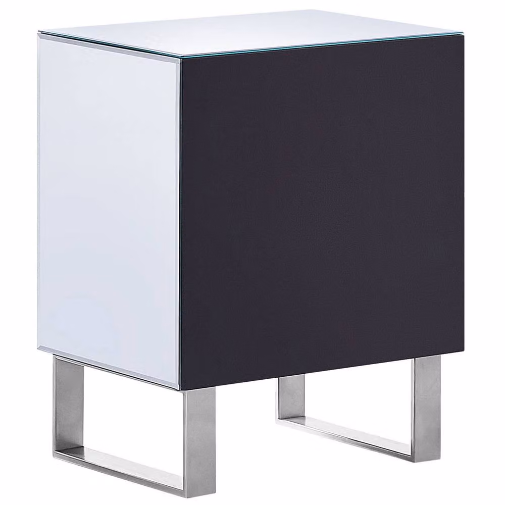 Wyld and Coco 2-Drawer Mirrored Bedside Table in Silver – 3