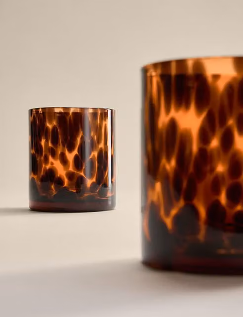 M&S Set of 2 Brown Speckle Glass Tumblers