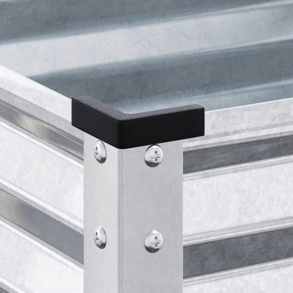 Berkfield Home Galvanised Steel Garden Planter in Silver, W/D/H: 45 x 45 x 88 cm – 3