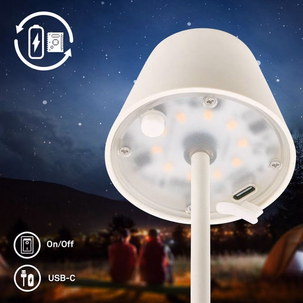 Briloner Rechargeable LED Table Lamp with Touch Dimming, IP44 Waterproof, White, H x W x D: 16 x 6 x 6 cm – 4