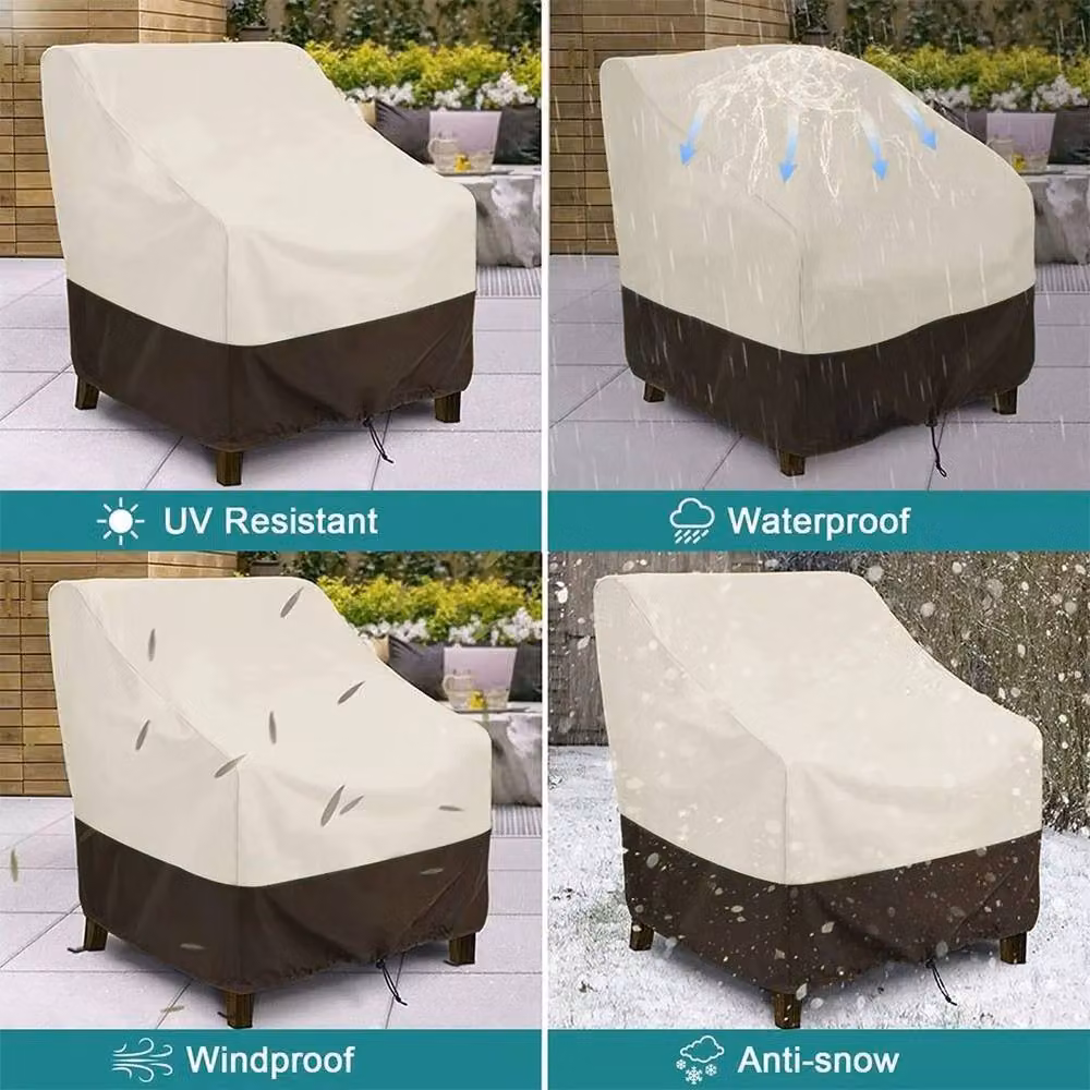 KORVIXA Water-Repellent Polyester Armchair Seat Covers in Beige and Silver, W/D/H: 100 x 100 x 100 cm – 4