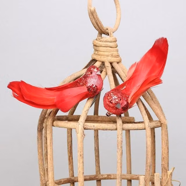 Kingsbury Gifts Pair of Red Glitter Birds with Clip