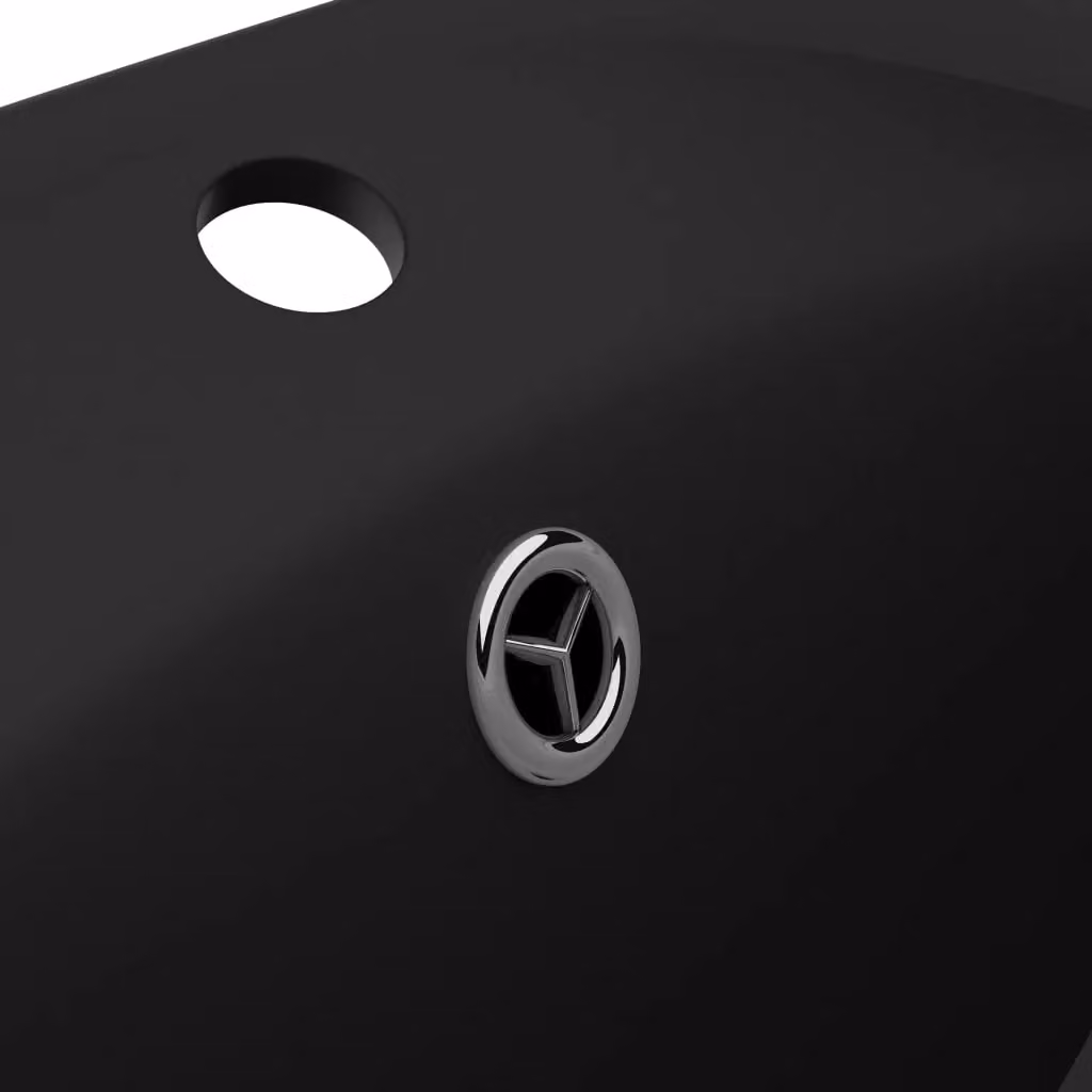 Berkfield Home Luxury Oval Ceramic Countertop Basin with Overflow in Matt Black, W: 58.5 cm, D: 39 cm – 4