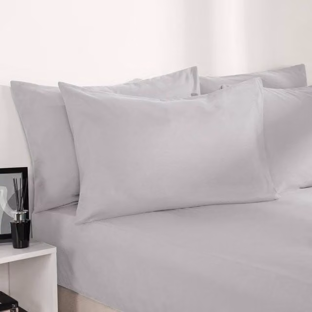 OHS Silver Microfibre Plain Deep Fitted Bed Sheet, King Size, 180 x 200 cm