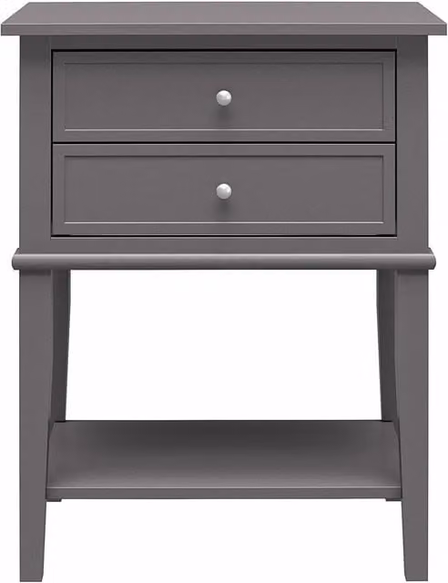 Ameriwood Home Franklin Accent Table with 2 Drawers in Grey