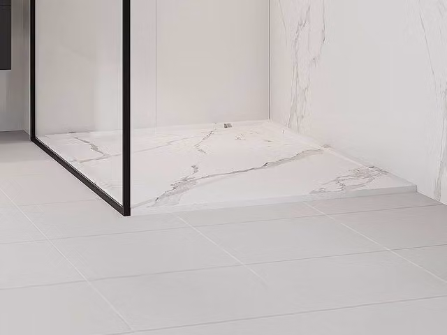 Vente-unique Ultra-Slim Trimmable SMC Resin Rectangular Shower Tray in Light Grey, W/D: 120 x 90 cm